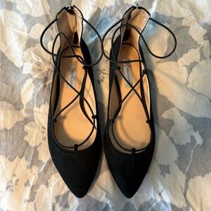 INC International Concepts Black Crisscross Flats